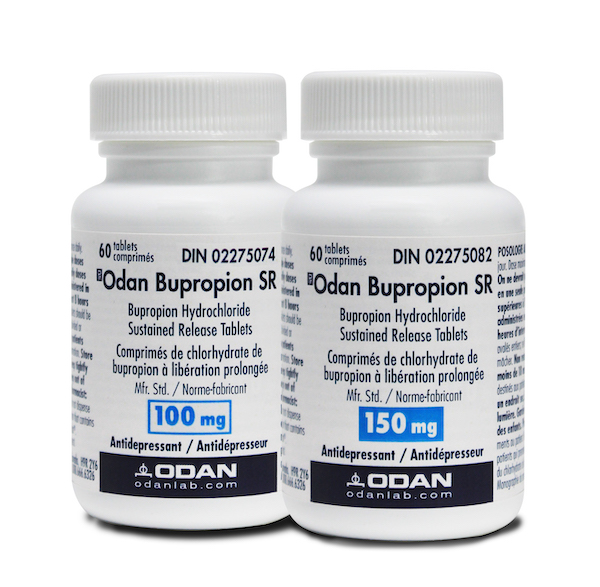 Odan Bupropion SR 100 and 150 mg bottles
